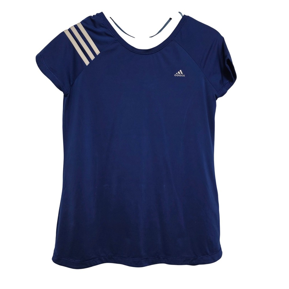 Adidas ClimaCool Mesh Back 3-Stripe Athletic T-Shirt Blue Large